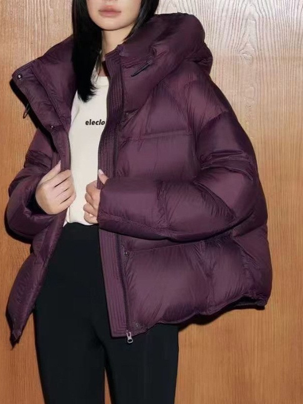 Jachetă de iarnă pentru femei, cu glugă, lungime scurtă, puf de rață 81–85%, umplură 101–200 g, material poliester