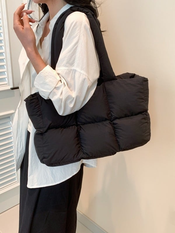 Nylonová tote taška so zipsom, podšívka z polyesteru, vodorovný štvorcový tvar, vnútorná kapsa na zips