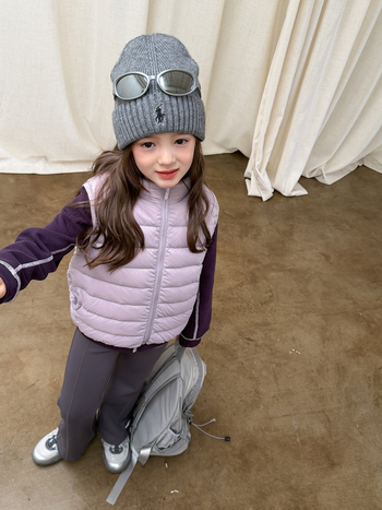 Vesta de copii cu glugă din puf de rață alb, unisex, 86–90% puf de rață alb, exterior din nylon, căptușeală poliester, stil coreean, iarnă 2025