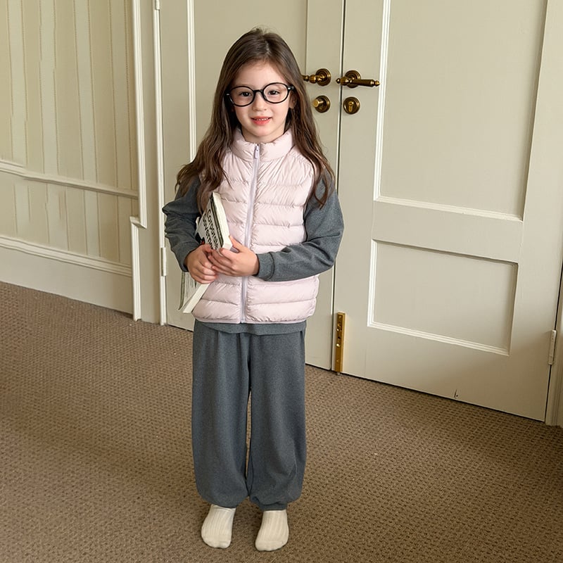 Vesta de copii cu glugă din puf de rață alb, unisex, 86–90% puf de rață alb, exterior din nylon, căptușeală poliester, stil coreean, iarnă 2025