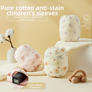 Vaikų rankovės apsaugos iš 100% medvilnės, apsauga nuo nešvarumų, rudens–žiemos sezonui, karikatūros raštas, amžiaus grupės 1–3 ir 3–8