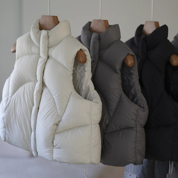 Vesta pentru copii din puf de rață, fără mâneci, pentru iarnă, croială lejeră, fermoar frontal, 95% puf, pentru copii 3–8 ani