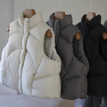 Vesta pentru copii din puf de rață, fără mâneci, pentru iarnă, croială lejeră, fermoar frontal, 95% puf, pentru copii 3–8 ani