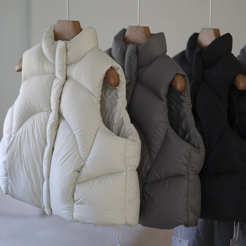 Vesta pentru copii din puf de rață, fără mâneci, pentru iarnă, croială lejeră, fermoar frontal, 95% puf, pentru copii 3–8 ani