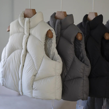 Vesta pentru copii din puf de rață, fără mâneci, pentru iarnă, croială lejeră, fermoar frontal, 95% puf, pentru copii 3–8 ani