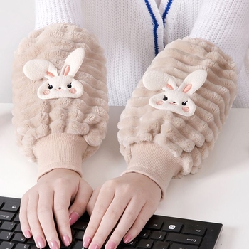 Vaikų rankovių apsaugos – šilta velveto, animacinio triušio dizainas, visiems metų laikams, siūtas poliesteris