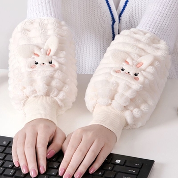 Vaikų rankovių apsaugos – šilta velveto, animacinio triušio dizainas, visiems metų laikams, siūtas poliesteris