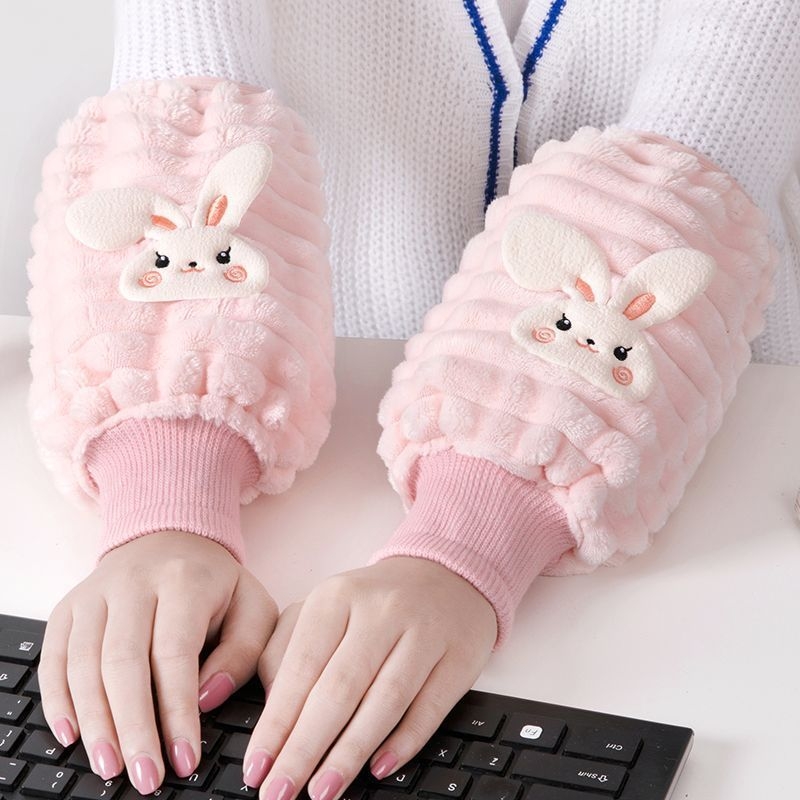 Vaikų rankovių apsaugos – šilta velveto, animacinio triušio dizainas, visiems metų laikams, siūtas poliesteris