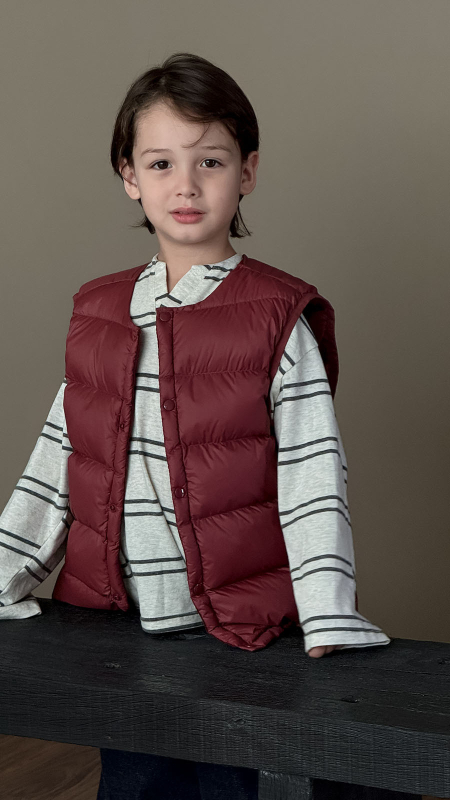 Vestă pentru copii, stil coreean, cu puf de rață 86–90%, exterior și căptușeală din nylon, fără glugă, fără mâneci, croială scurtă, pentru iarnă și toamnă