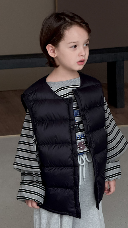 Vestă pentru copii, stil coreean, cu puf de rață 86–90%, exterior și căptușeală din nylon, fără glugă, fără mâneci, croială scurtă, pentru iarnă și toamnă