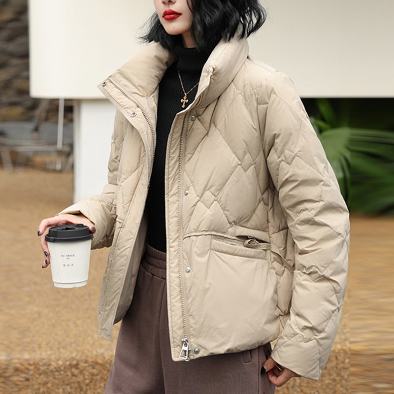 Ženska zimska jakna od pačjeg perja, kratki model, topla, za sitnije figure