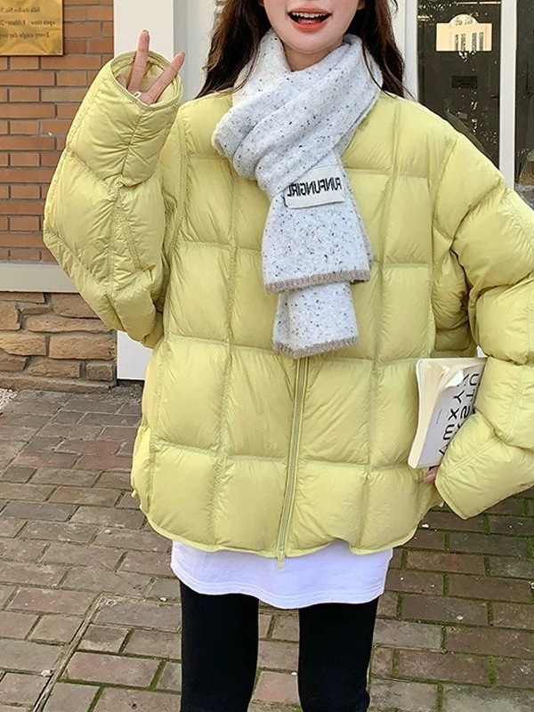 Ženska kratka pernata jakna, topla zima, korejski stil, gradski stil, 50% perja, poliester tkanina