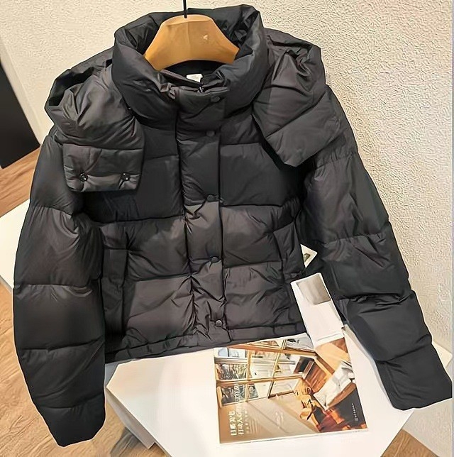 Fitness dew Ženska jakna s puhom od patke, četiri komore, kapuljača, kratka duljina, jesensko-zimski stil, casual