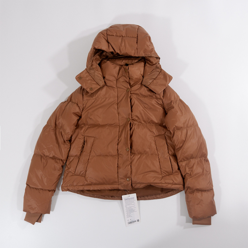 Fitness dew Ženska jakna s puhom od patke, četiri komore, kapuljača, kratka duljina, jesensko-zimski stil, casual