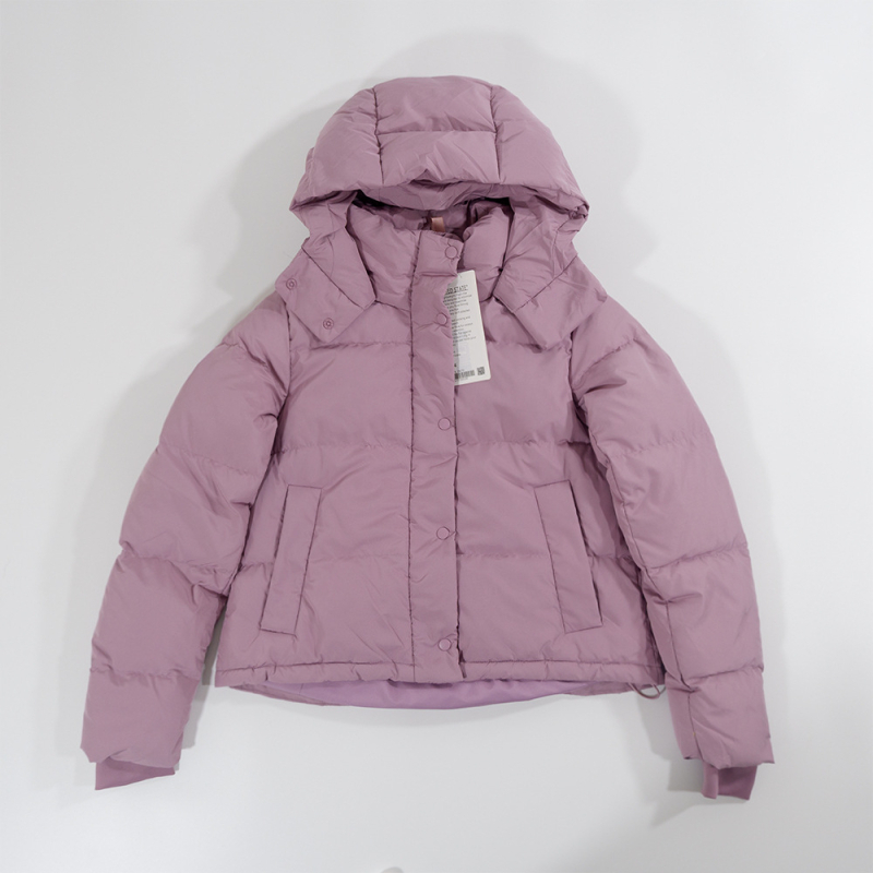 Fitness dew Ženska jakna s puhom od patke, četiri komore, kapuljača, kratka duljina, jesensko-zimski stil, casual
