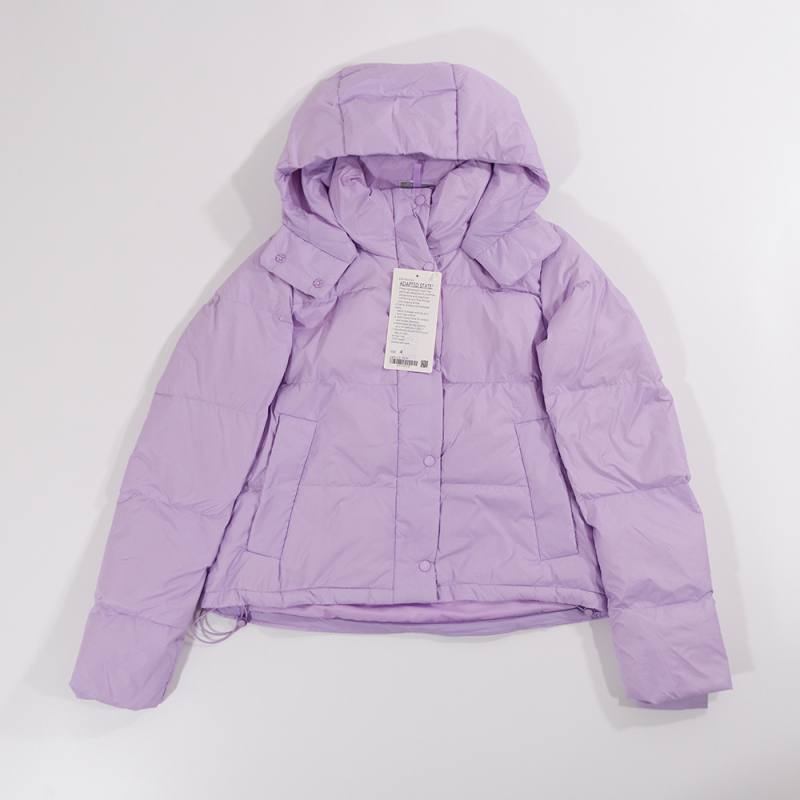 Fitness dew Ženska jakna s puhom od patke, četiri komore, kapuljača, kratka duljina, jesensko-zimski stil, casual