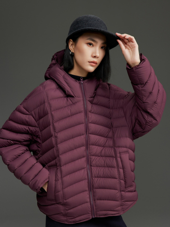 Geacă de iarnă din nylon, cu umplutură de puf de gâscă, glugă, lungime standard, umplere 101–200 g, 90%+ puf, stil urban elegant, iarna 2025