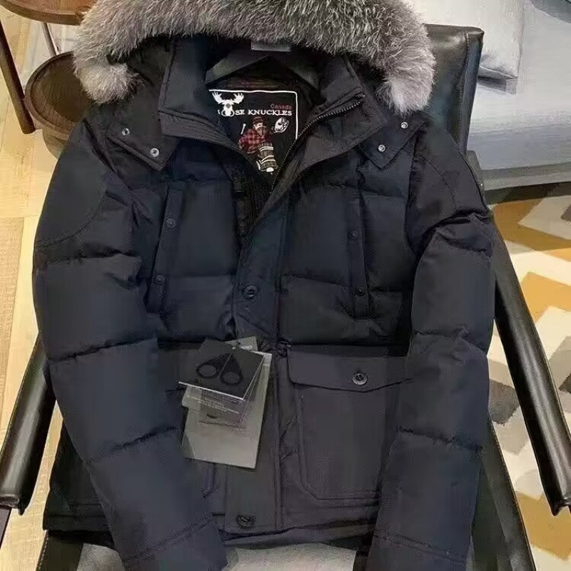 Unisex jakna s krznenim ovratnikom i kapuljom, gusje perje, britanski stil, slim fit