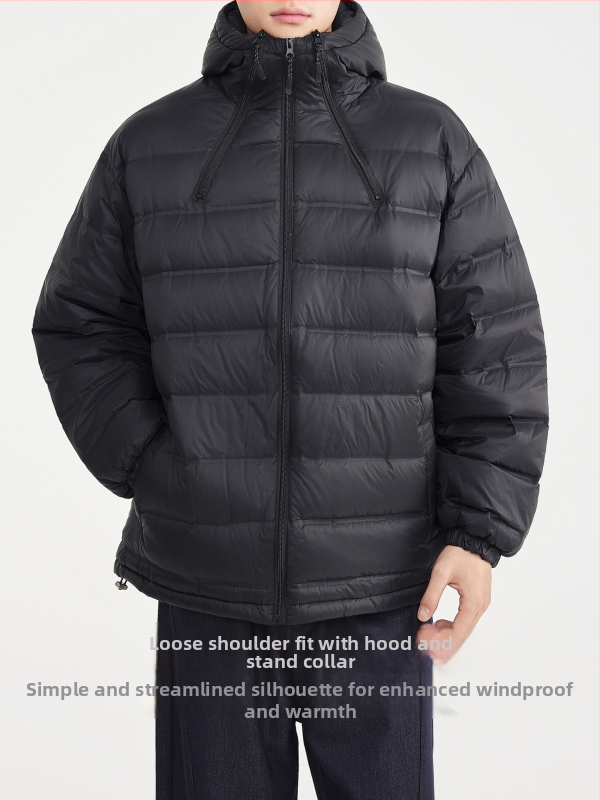 Geacă de puf cu glugă, fără cusături, 81–85% puf, 90–110 g umplutură, iarnă 2025