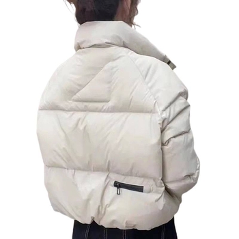 Geacă scurtă de puf Gabrielle pentru femei, iarnă 2024, croială în formă A, guler înalt, fermoar, 51–55% puf de rață alb, material poliester