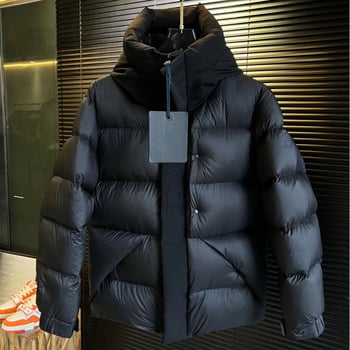 Geacă de puf cu glugă pentru bărbați, 600 Fill Power, Goose Down, 86–90% conținut puf, exterior din poliester, căptușeală 100% spandex