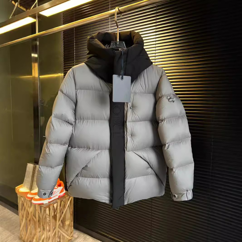 Geacă de puf cu glugă pentru bărbați, 600 Fill Power, Goose Down, 86–90% conținut puf, exterior din poliester, căptușeală 100% spandex