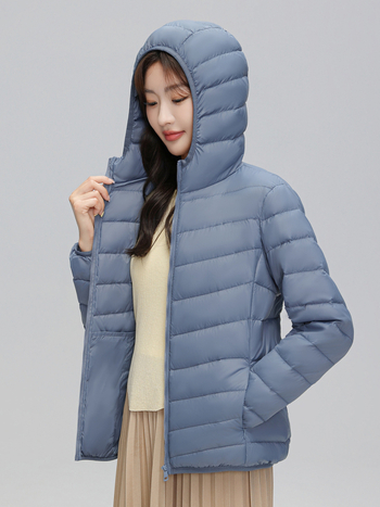 Geacă de puf cu glugă, stil coreean, croială slim, țesătură din nylon subțire (umplutură din puf de rață; conținut de cașmir 86–90%; țesătură nylon; iarnă 2025; croială standard)