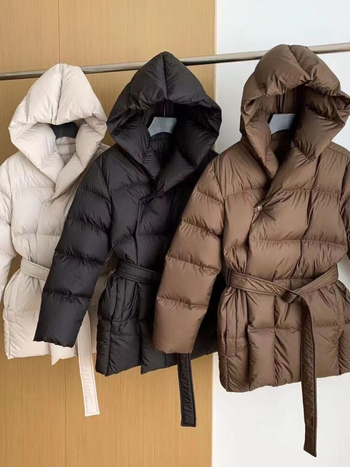 Ženska kratka jakna s kapuljačom Jiangnan stil, uski kroj, punjenje od bijelog patka perja 86-90%