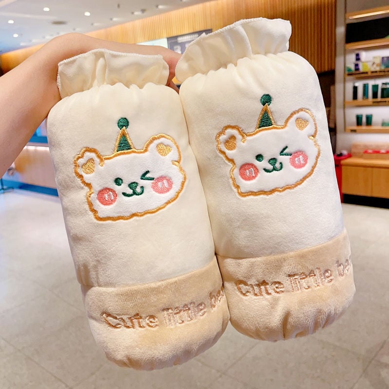 Vaikų rankų apsaugos nuo pūkuotos striukės – karikatūros raštas, anti nešvarumams, reljefinė medžiaga, 3–13 metų, žiema–pavasaris–ruduo