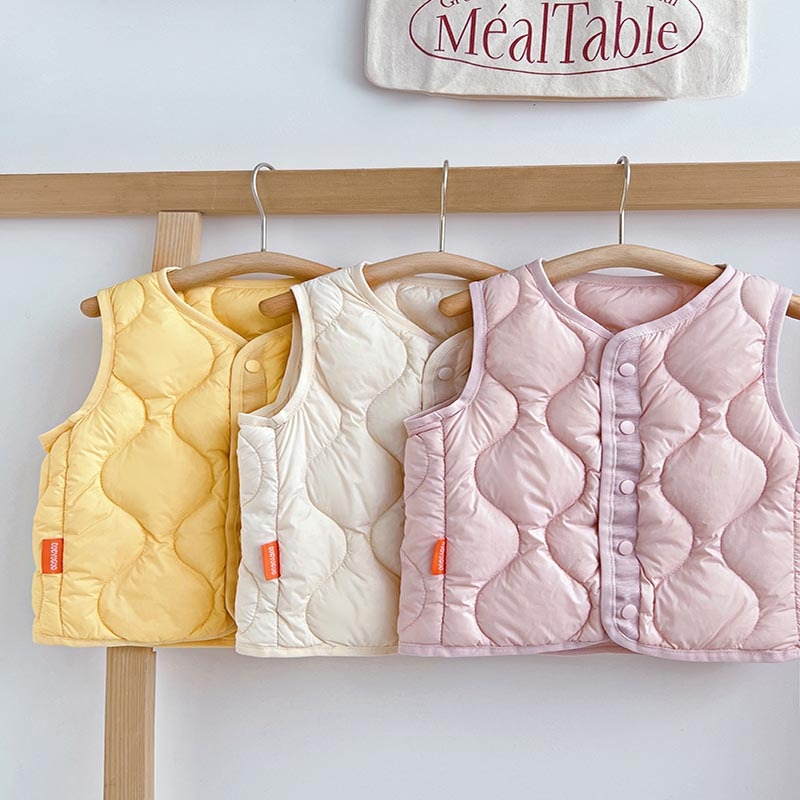 Vestă de copii cu puf de rață, 90% umplutură, stil coreean, fără mâneci, croială scurtă drept, căptușeală din nylon, pentru copii 3–8 ani