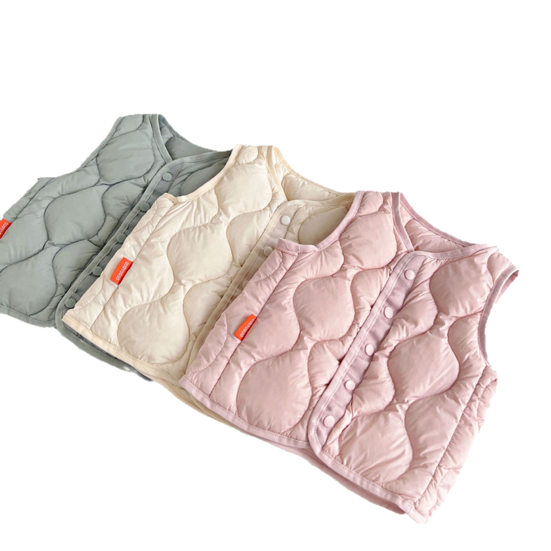 Vestă de copii cu puf de rață, 90% umplutură, stil coreean, fără mâneci, croială scurtă drept, căptușeală din nylon, pentru copii 3–8 ani