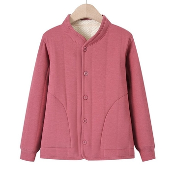 Žieminė moteriška striukė su medvilnės užpildais, stora, laisvas kirpimas, stovinti apykaklė, vienos eilės sagos