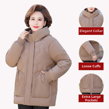 Palton de iarnă cu umplutură de bumbac, căptușit cu fleece, glugă, fermoar, lungime medie (50–65 cm), țesătură din poliester (>95%)