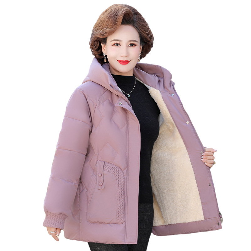 Palton de iarnă cu umplutură de bumbac, căptușit cu fleece, glugă, fermoar, lungime medie (50–65 cm), țesătură din poliester (>95%)