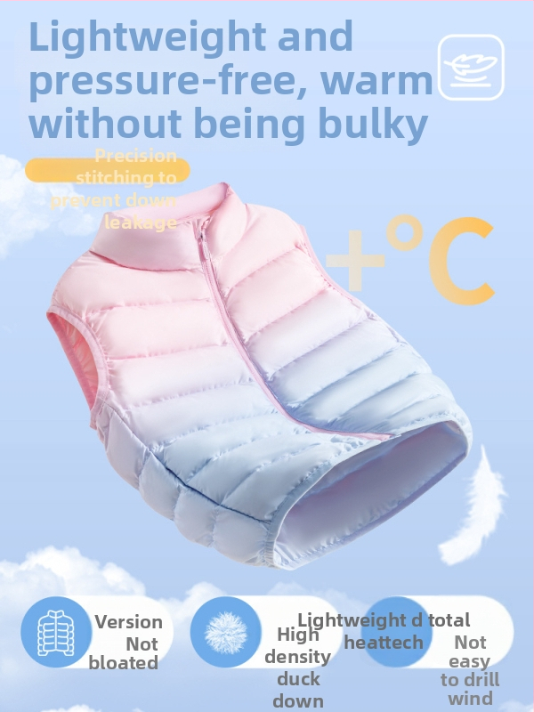 Meitenēm paredzēta pūkaina veste bez piedurknēm, rudens–ziema, 81–85% pīļu pūka, ārējais materiāls 100% poliesters, oderējums 100% poliesters, vidēja garuma, rāvējslēdzējs aizvērums