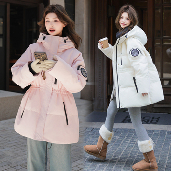 Geacă de damă din puf de rață – 86–90% conținut de puf, glugă, lungime medie, fermoar