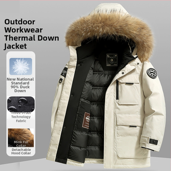 Striukė su nuimama minko kailio apykakle, atspari vandeniui ir vėjui, balto antis pūkų užpildas 157 g, loft 750, temperatūros diapazonas -20°C iki -5°C