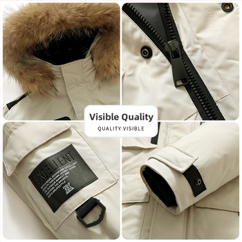 Striukė su nuimama minko kailio apykakle, atspari vandeniui ir vėjui, balto antis pūkų užpildas 157 g, loft 750, temperatūros diapazonas -20°C iki -5°C