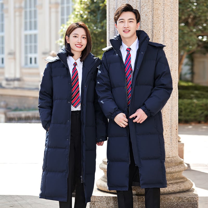 Geacă damă din puf cu guler înalt, fermoar, lungă, 81–85% puf de rață alb, umplere 101–200 g