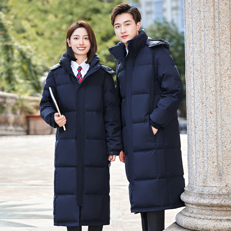 Geacă damă din puf cu guler înalt, fermoar, lungă, 81–85% puf de rață alb, umplere 101–200 g