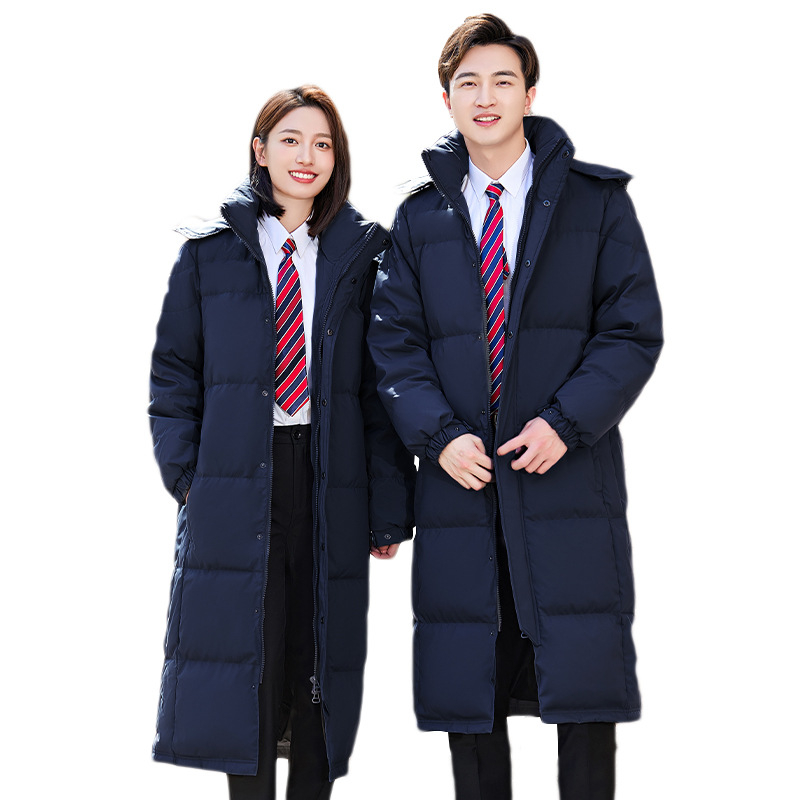 Geacă damă din puf cu guler înalt, fermoar, lungă, 81–85% puf de rață alb, umplere 101–200 g