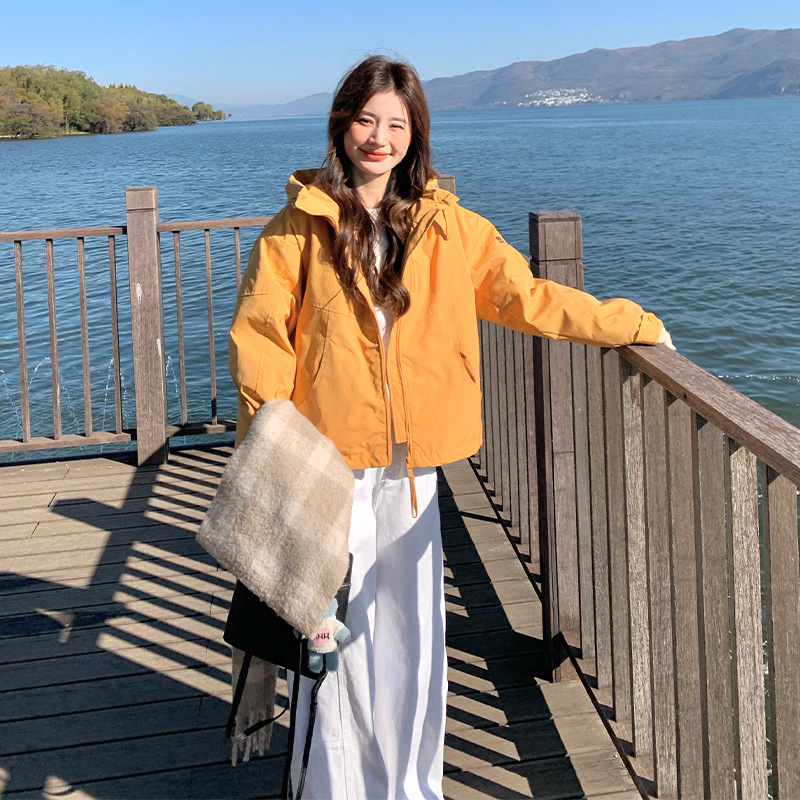 Geacă de puf pentru femei, cu glugă și fermoar, lungime medie, croială lejeră, umplutură din puf de gâscă alb 101–200 g