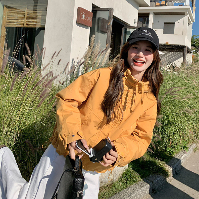 Geacă de puf pentru femei, cu glugă și fermoar, lungime medie, croială lejeră, umplutură din puf de gâscă alb 101–200 g