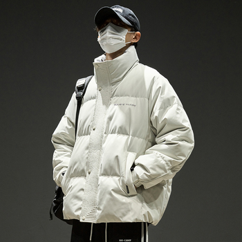 Geacă de puf pentru bărbați, cu guler înalt, umplutură din puf de gâscă alb, 550 fill, fermoar