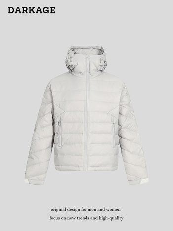 Πουπουλένιο μπουφάν με φερμουάρ, κουκούλα, άνετη γραμμή, πλήρωση από λευκό πάπιας πούπουλο, περιεκτικότητα σε πούπουλο 86–90%