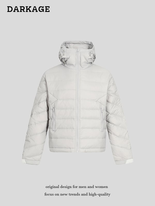 Πουπουλένιο μπουφάν με φερμουάρ, κουκούλα, άνετη γραμμή, πλήρωση από λευκό πάπιας πούπουλο, περιεκτικότητα σε πούπουλο 86–90%