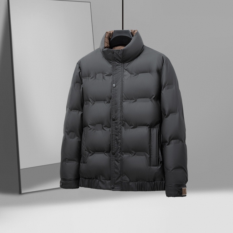 Geacă de iarnă pentru bărbați, cu guler înalt, fermoar, umplutură din puf alb de gâscă, rezistent la vânt, croială lejeră