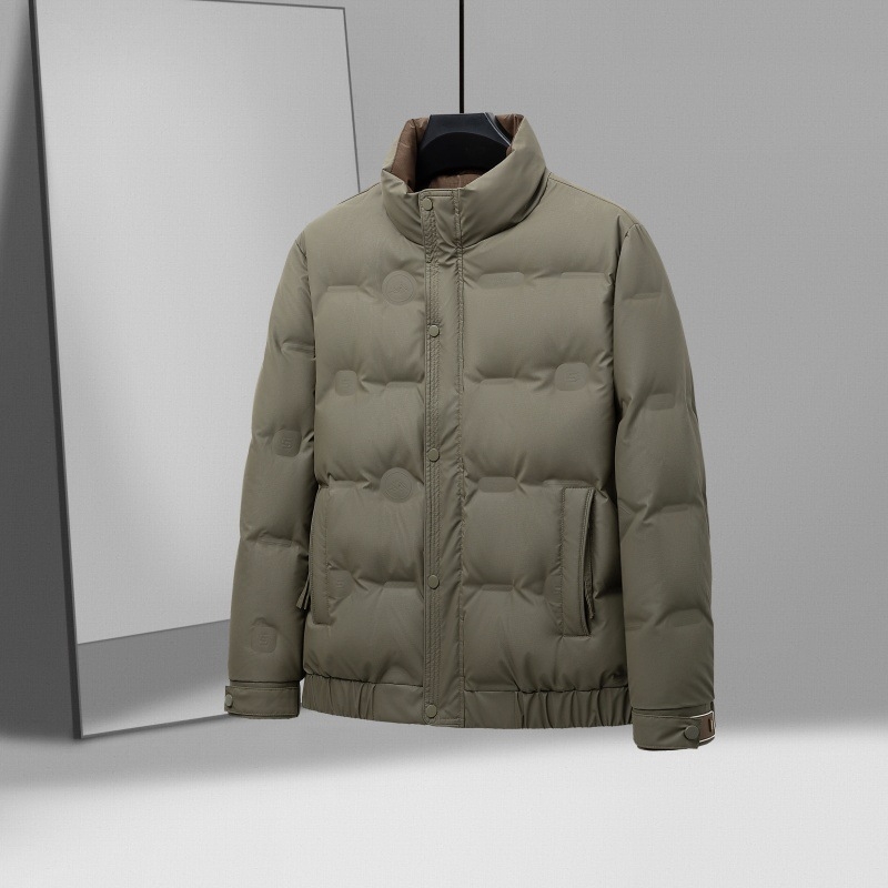 Geacă de iarnă pentru bărbați, cu guler înalt, fermoar, umplutură din puf alb de gâscă, rezistent la vânt, croială lejeră