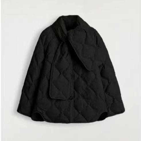 Jakna s ovratnikom-šalom, minimalistički elegantan gradski stil, 71–75% bijelog patka perja, nadoplna 51–100 g, dužina 50–65 cm
