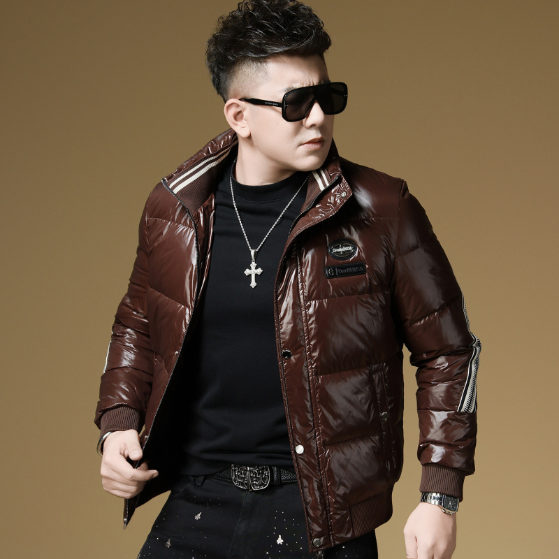 Jachetă de puf pentru bărbați, puf de rață alb 91–95% conținut, rezistent la vânt, -20°C până la -5°C, croială scurtă